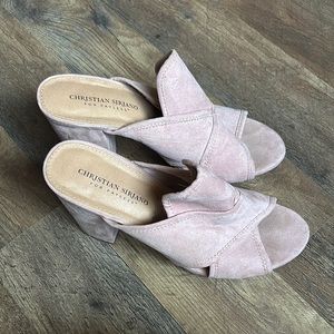 Christian Siriano Pink Mules with Crisscross Straps
